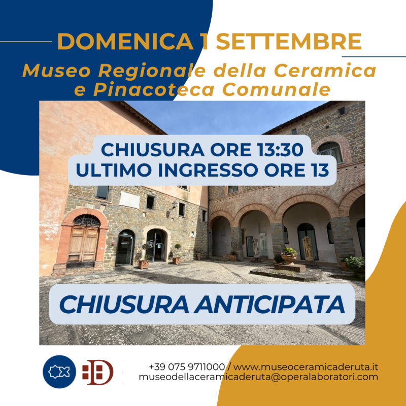 AVVISO - chiusura anticipata Circuito Museale Urbano di Deruta